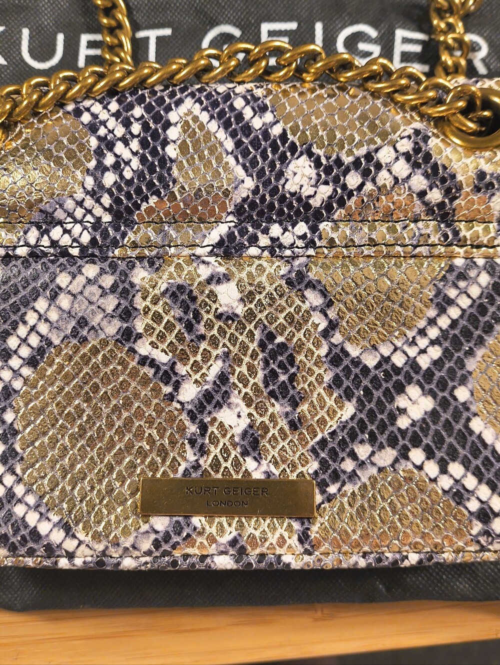 Kurt Geiger London Mini Kensington Metallic Snake Print Leather Crossbody Bag - Picture 11 of 16
